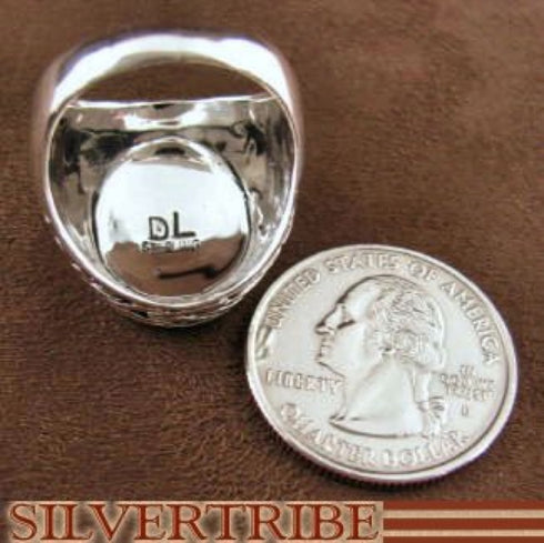 Turquoise And Multicolor Inlay Sterling Silver Ring Size 9-3/4 DS43706