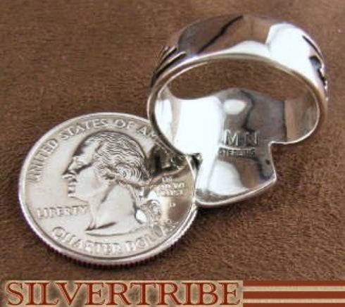 Silver Black Jade Mother Of Pearl Jewelry Ring Size 7-1/2 RS45247