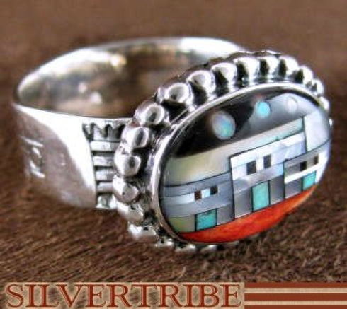 Multicolor Native American Design Silver Ring Size 6-1/4 RS46244