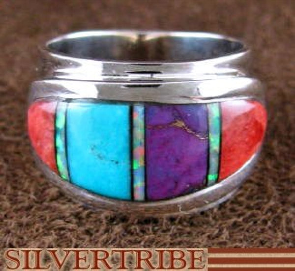 Opal Multicolor Inlay and Sterling Silver Ring Size 6-1/4 RS46935