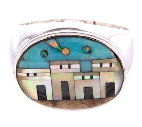 Native American Village Design Multicolor Ring Size 9-1/2 AW67167