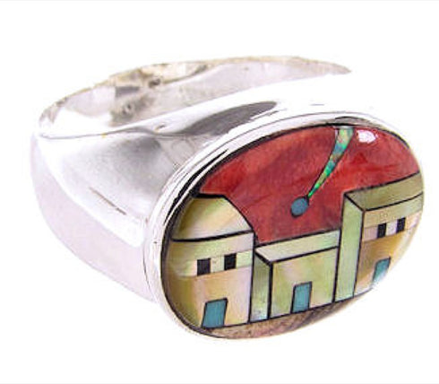 Native American Pueblo Or Village Design Ring Size 12-1/2 AW67226