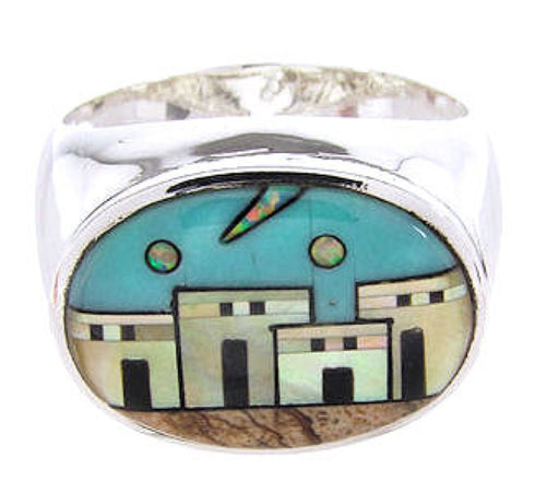 Native American Village Design Multicolor Ring Size 11-1/2 AW67278