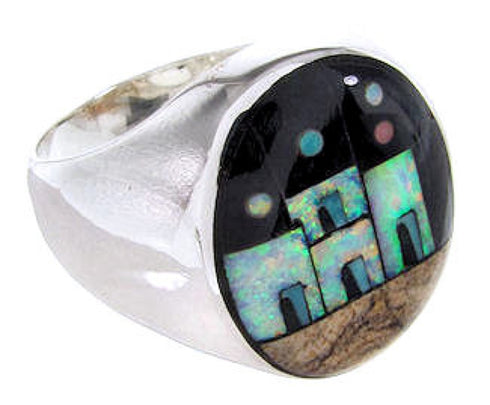 Multicolor Silver Native American Design Ring Size 10-1/2 YS67005