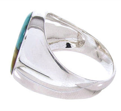 Silver Multicolor Native American Design Ring Size 9-1/2 YS67020