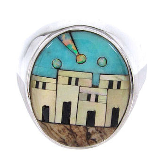 Native American Design Silver Multicolor Ring Size 10-1/2 YS67037