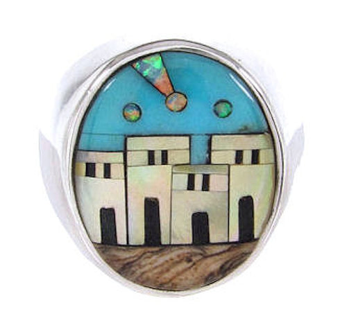 Native American Design Silver Multicolor Ring Size 11-1/2 YS67041