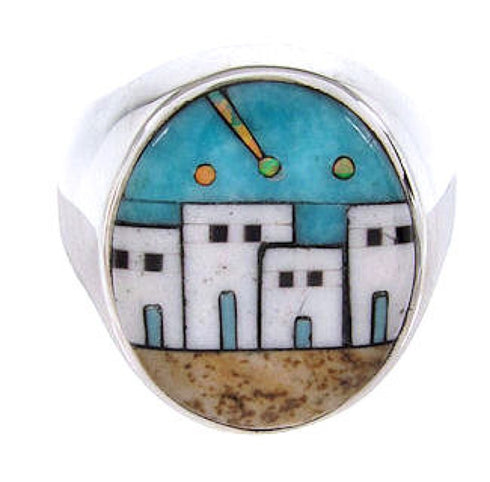 Native American Design Multicolor Silver Ring Size 11-1/4 YS67047