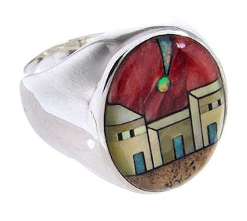 Native American Design Jewelry Multicolor Ring Size 9-1/2 YS67058