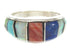 Southwestern Sterling Silver Multicolor Inlay Ring Size 8-3/4 PS60542