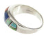 Southwestern Sterling Silver Multicolor Inlay Ring Size 8-3/4 PS60542