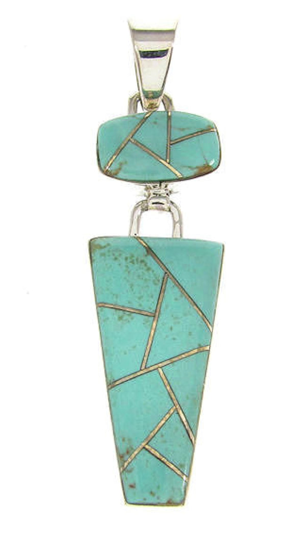 Southwest Genuine Sterling Silver And Turquoise Inlay Pendant OS58419