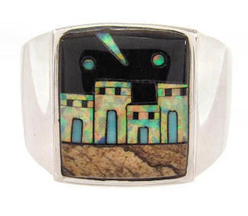 Silver Multicolor Native American Design Ring Size 12-1/4 YS64598