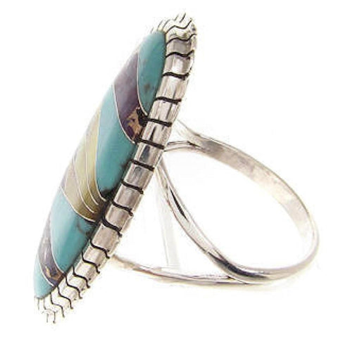 Southwest Sterling Silver Multicolor Jewelry Ring Size 6-3/4 YS59207