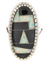 Southwest Black Jade Opal Silver Jewelry Ring Size 7-3/4 YS59287