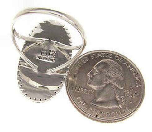 Southwest Black Jade Opal Silver Jewelry Ring Size 7-3/4 YS59287