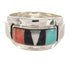 Sterling Silver And Multicolor Inlay Ring Size 8-3/4 XS57923