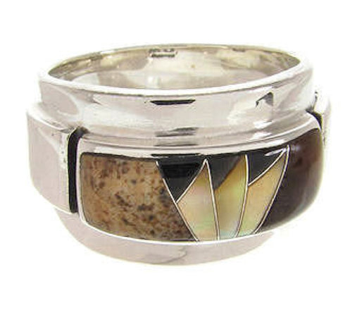 Southwest Genuine Sterling Silver Multicolor Ring Size 7-1/4 AW68006