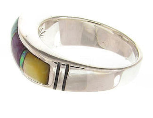 Multicolor Inlay Sterling Silver Southwest Ring Size 6-1/4 YS58750