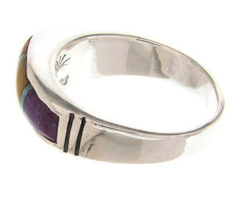Sterling Silver Southwest Multicolor Inlay Jewelry Ring Size 8 YS58789