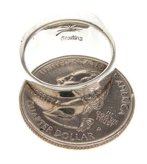 Sterling Silver Southwest Multicolor Inlay Jewelry Ring Size 8 YS58789