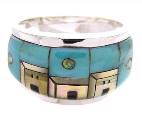 Multicolor Native American Pueblo Design Ring Size 6-3/4 JW65730