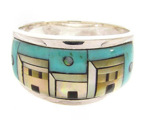 Multicolor Native American Pueblo Design Ring Size 7-1/2 JW65849