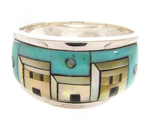 Native American Pueblo Design Multicolor Ring Size 6-3/4 JW65859