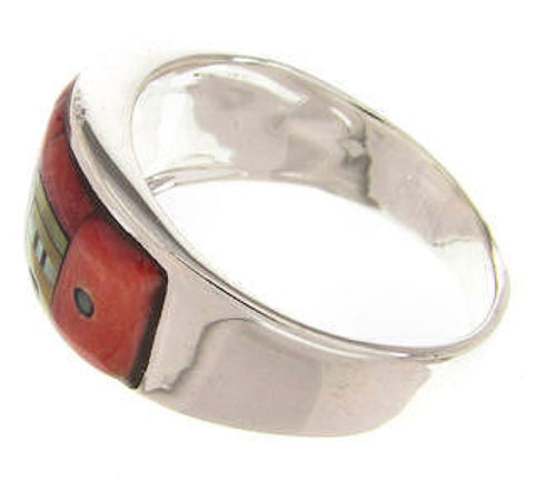 Multicolor Silver Native American Design Ring Size 6-3/4 JW65916