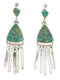Southwestern Turquoise Inlay Silver Post Dangle Earrings YS59995