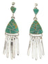 Southwestern Turquoise Inlay Silver Post Dangle Earrings YS59995