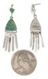Southwestern Turquoise Inlay Silver Post Dangle Earrings YS59995