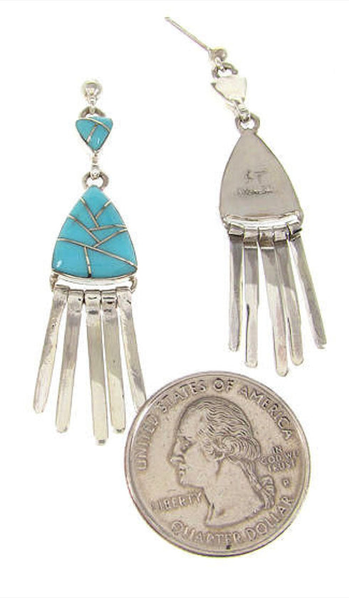 Southwestern Turquoise Sterling Silver Post Dangle Earrings YS60004