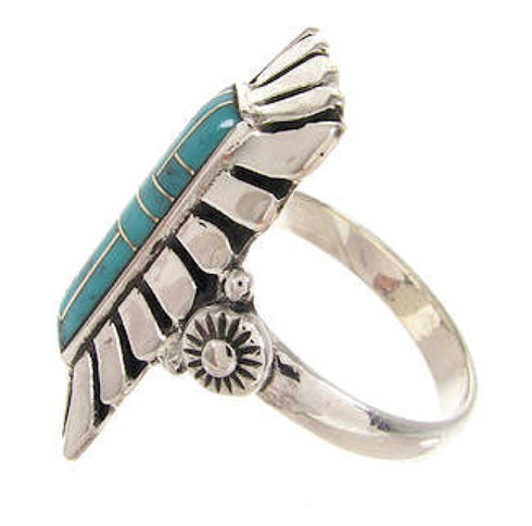 Genuine Sterling Silver Turquoise Ring Size 5-1/2 OS59315