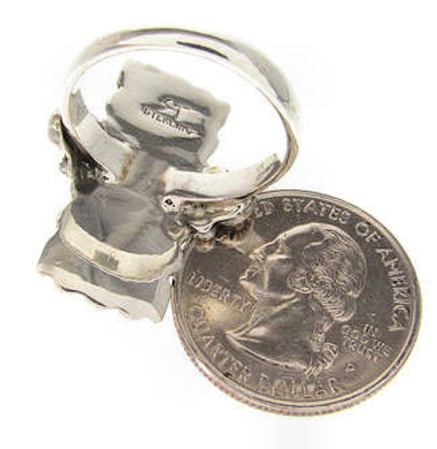 Genuine Sterling Silver Turquoise Ring Size 5-1/2 OS59315