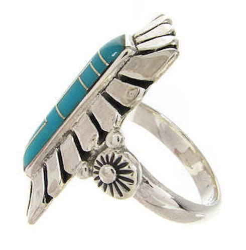 Southwest Sterling Silver Turquoise Ring Size 5-1/4 OS59326