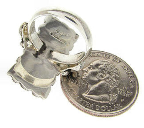 Southwest Sterling Silver Turquoise Inlay Ring Size 7 OS59361