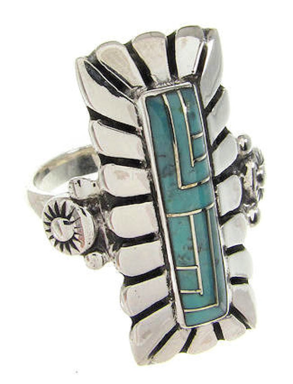 Genuine Sterling Silver Turquoise Southwestern Ring Size 7-1/2 OS59401