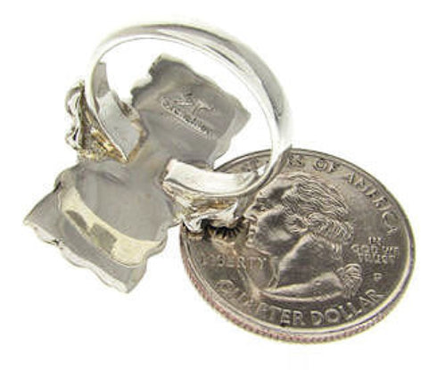 Genuine Sterling Silver Turquoise Southwestern Ring Size 7-1/2 OS59401