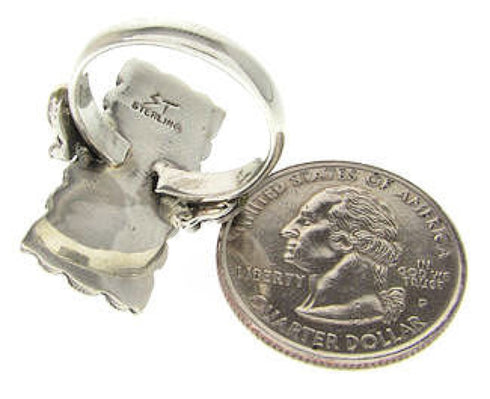 Southwest Sterling Silver Turquoise Inlay Ring Size 4-3/4 OS59411