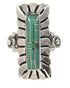 Southwest Turquoise Inlay Sterling Silver Ring Size 7-1/2 OS59415