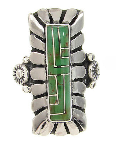 Turquoise Inlay Southwest Sterling Silver Ring Size 6-1/4 OS59448