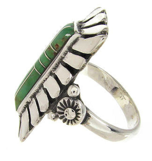 Turquoise Inlay Southwest Sterling Silver Ring Size 6-1/4 OS59448