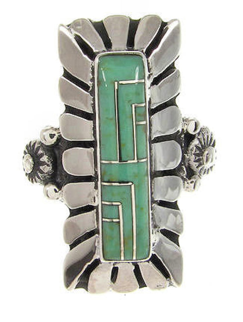 Turquoise Genuine Sterling Silver Southwestern Ring Size 7-1/2 OS59462