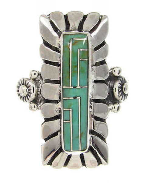 Southwest Sterling Silver Turquoise Ring Size 5-1/4 OS59471