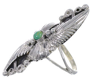 Southwestern Turquoise And Authentic Sterling Silver Ring Size 8-1/4 YX81502