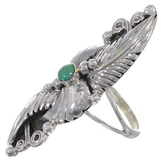 Southwestern Turquoise Sterling Silver Ring Size 7-1/4 YX81482