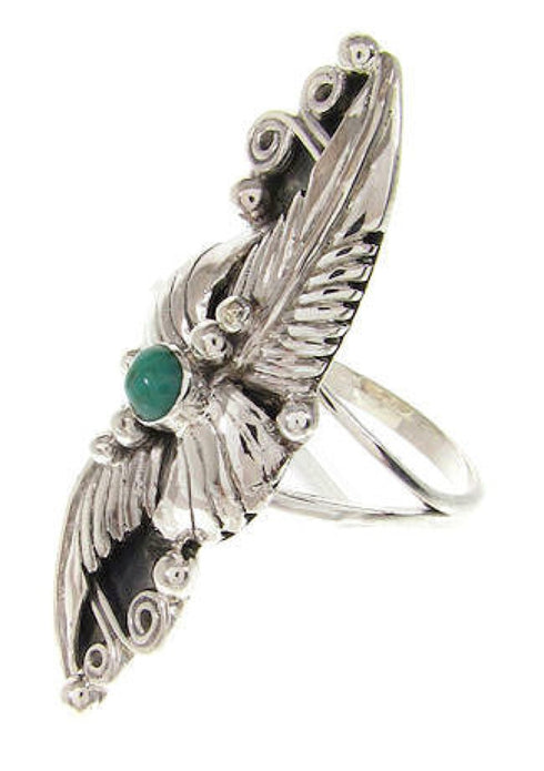Genuine Sterling Silver Turquoise Southwestern Ring Size 7-1/2 OS59055