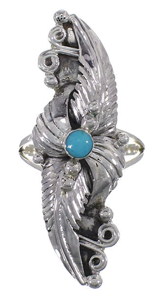 Genuine Sterling Silver Turquoise Ring Size 7-3/4 OS59077