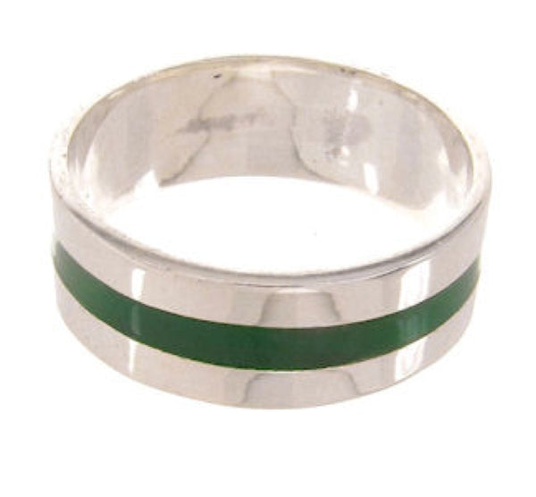 Sterling Silver Malachite Inlay Southwest Ring Band Size 5-3/4 PS62610